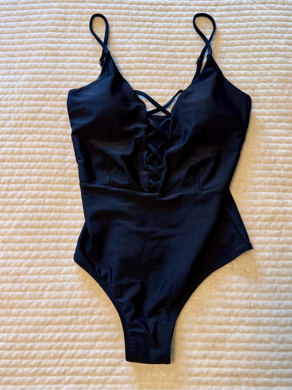Women’s Black Criss-Cross One-Piece Swimsuit New | Never Worn